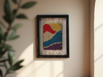 Abstract Handwoven Fiber Art – Framed Tapestry Wall Decor for Modern Interiors