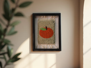 Framed Moroccan Rug Pumpkin Wall Hanging – Hand-Tufted Textile Art for Fall Decor