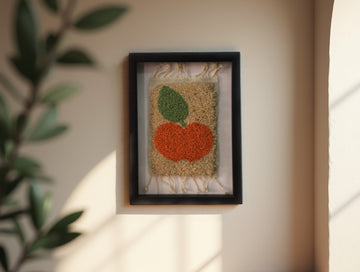Framed Moroccan Rug Cherry Wall Art – Handmade Tufted Fruit Textile Décor