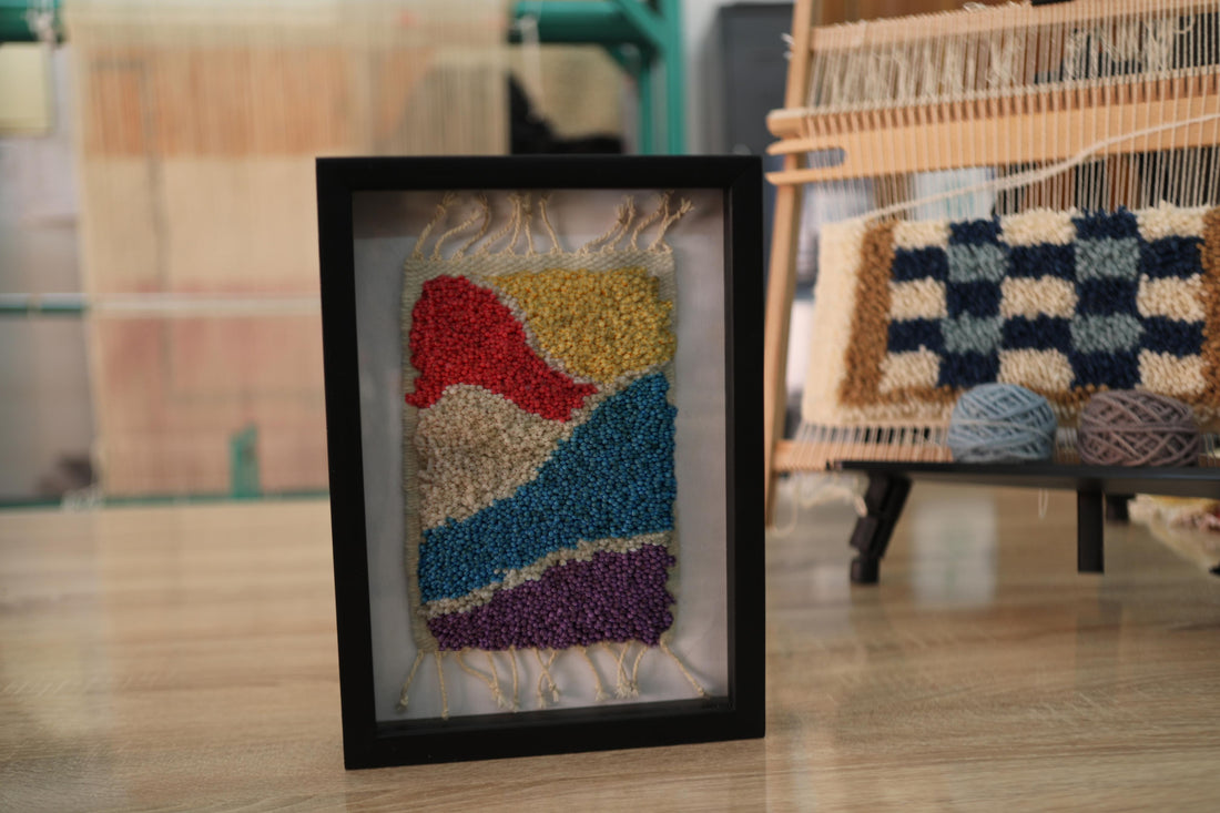 Abstract Handwoven Fiber Art – Framed Tapestry Wall Decor for Modern Interiors
