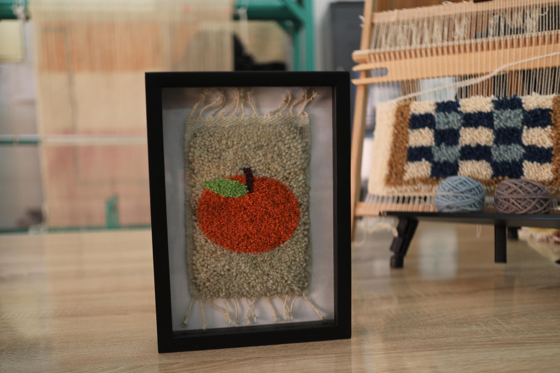 Framed Moroccan Rug Pumpkin Wall Hanging – Hand-Tufted Textile Art for Fall Decor