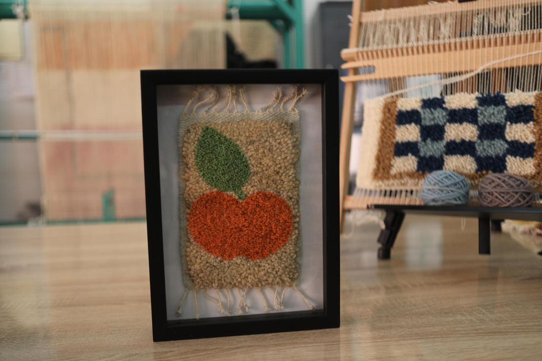 Framed Moroccan Rug Cherry Wall Art – Handmade Tufted Fruit Textile Décor