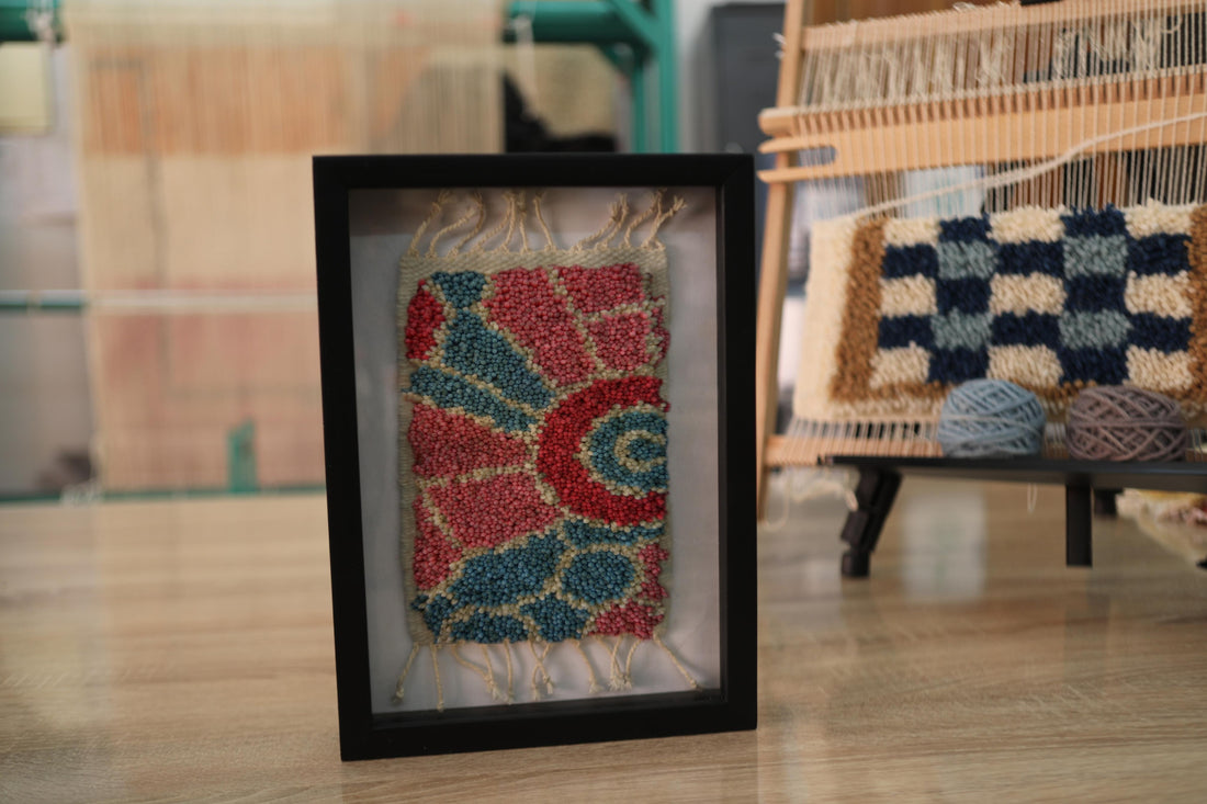 Geometric Burst Moroccan Rug Wall Art – Hand-Knotted Framed Textile for Boho and Modern Decor