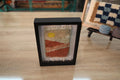 Moroccan rug, sunrise desert wall art, framed wool tapestry, hand-knotted wool wall hanging, Berber weaving, artisanal Moroccan rug, handmade rug art, knot by knot Moroccan textile, 25x31cm framed rug, earth tone wall decor, boho desert decor, Moroccan craftsmanship, wool fiber art, rustic framed rug
