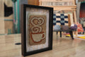 coffee cup rug, swirling steam art, moroccan rug wall hanging, hand knotted wool decor, coffee inspired textile, kitchen art rug, knot by knot mini rug, framed coffee wall piece, moroccan coffee rug, 25x31 cm handmade rug
