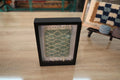 mini moroccan rug, hand-knotted wool rug, framed moroccan textile, green beige rug, diamond lattice rug, bohemian wall decor, small moroccan art, knot by knot handmade, wool rug art, 25x31 cm rug
