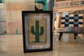 moroccan rug, cactus wall art, green cactus decor, desert style textile, handmade cactus rug, wool wall hanging, framed cactus rug, small moroccan tapestry, knot by knot weaving, wool art, desert plant motif
