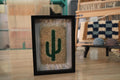 moroccan rug, cactus wall art, green cactus motif, hand-knotted wool, beige wool rug, framed mini rug, artisan moroccan textile, knot by knot rug, wool wall hanging, boho decor, cactus woven wall piece