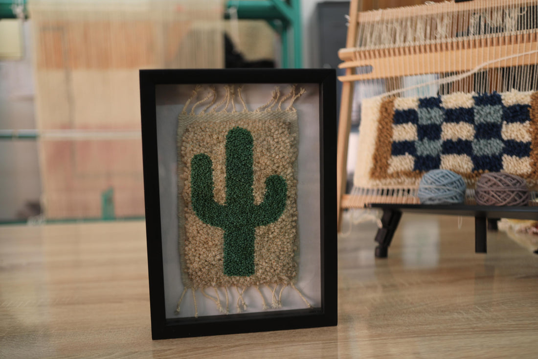 moroccan rug, cactus wall decor, green cactus art, hand knotted wool rug, mini framed cactus rug, desert wall tapestry, boho cactus home decor, cactus textile art, moroccan handmade rug, small cactus wall hanging
