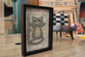 moroccan rug, cat wall art, hand knotted rug, wool tapestry, framed cat decor, knot by knot rug, moroccan textile wall hanging, 25x31 cm cat rug, handmade cat tapestry, nursery wall decor
