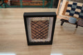 moroccan rug, framed wall art, beige and black rug, mini hand-knotted rug, geometric moroccan pattern, knot by knot weaving, artisan wall decor, wool rug art, handmade moroccan rug, framed textile

