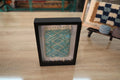 moroccan rug, framed wall art, hand-knotted rug, wool mini rug, zigzag pattern, geometric textile art, bohemian wall decor, knot by knot, artisan home decor, 25x31 cm, moroccan handmade rug

