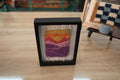 moroccan rug, hand-knotted wall art, sunset horizon rug, framed textile art, boho decor, artisan handmade rug, knot by knot, orange pink purple wall hanging, wool tapestry, 25x31 cm framed rug

