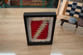 moroccan rug, hand knotted rug, zigzag rug wall art, tribal pattern textile, boho decor, red and cream wall hanging, framed berber rug, knot by knot, artisan moroccan textile, 25x31 cm rug art
