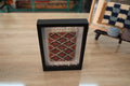 moroccan rug, red diamond wall art, handmade rug in frame, knot by knot weaving, tribal lattice rug, moroccan decor, wool textile art, bohemian framed rug, small rug artwork, 25x31 cm rug
