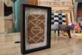 moroccan rug wall art, abstract face wall decor, hand knotted wool art, framed moroccan textile, artisan knot by knot rug, boho face art, wool abstract design, modern moroccan rug, 25x31 cm

