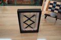 moroccan rug wall art, diamond x pattern rug, hand-knotted wool textile, boho framed rug art, knot by knot moroccan rug, small wall hanging, tribal wool decor, artisan wall art, minimalist textile piece, berber framed rug
