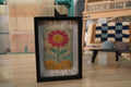 moroccan rug wall art, flower wall hanging, hand-knotted wool art, boho wall decor, pink flower wool rug, framed textile art, botanical rug art, mini moroccan tapestry, wool wall rug, 25x31 cm framed rug
