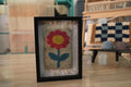 red flower wall rug, moroccan rug art, hand-knotted mini tapestry, wool framed textile, floral moroccan decor, boho flower rug, knot by knot wool wall hanging, framed flower rug, 25x31 cm wool art, mini moroccan wall rug

