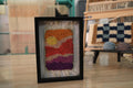 sunset rug, moroccan rug, wool wall art, hand knotted mini tapestry, framed wool rug, colorful sunset decor, boho wall hanging, knot by knot rug, small moroccan rug, 25x31 cm wall piece

