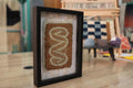 wavy rug wall art, moroccan mini rug, hand-knotted tapestry, framed wool wall decor, neutral home art, knot by knot moroccan rug, small boho wall hanging, abstract textile art
